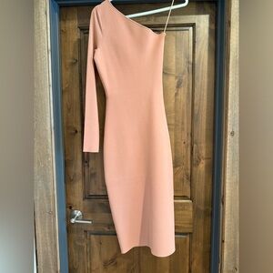 VICTORIA BECKHAM VB Body one-shoulder stretch-knit midi dress in Blush